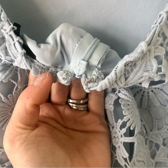 Lulus Romance Language Light Blue Backless Lace Dress Size Small - Picture 8 of 10